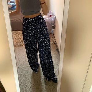 Blue wide leg silky pants